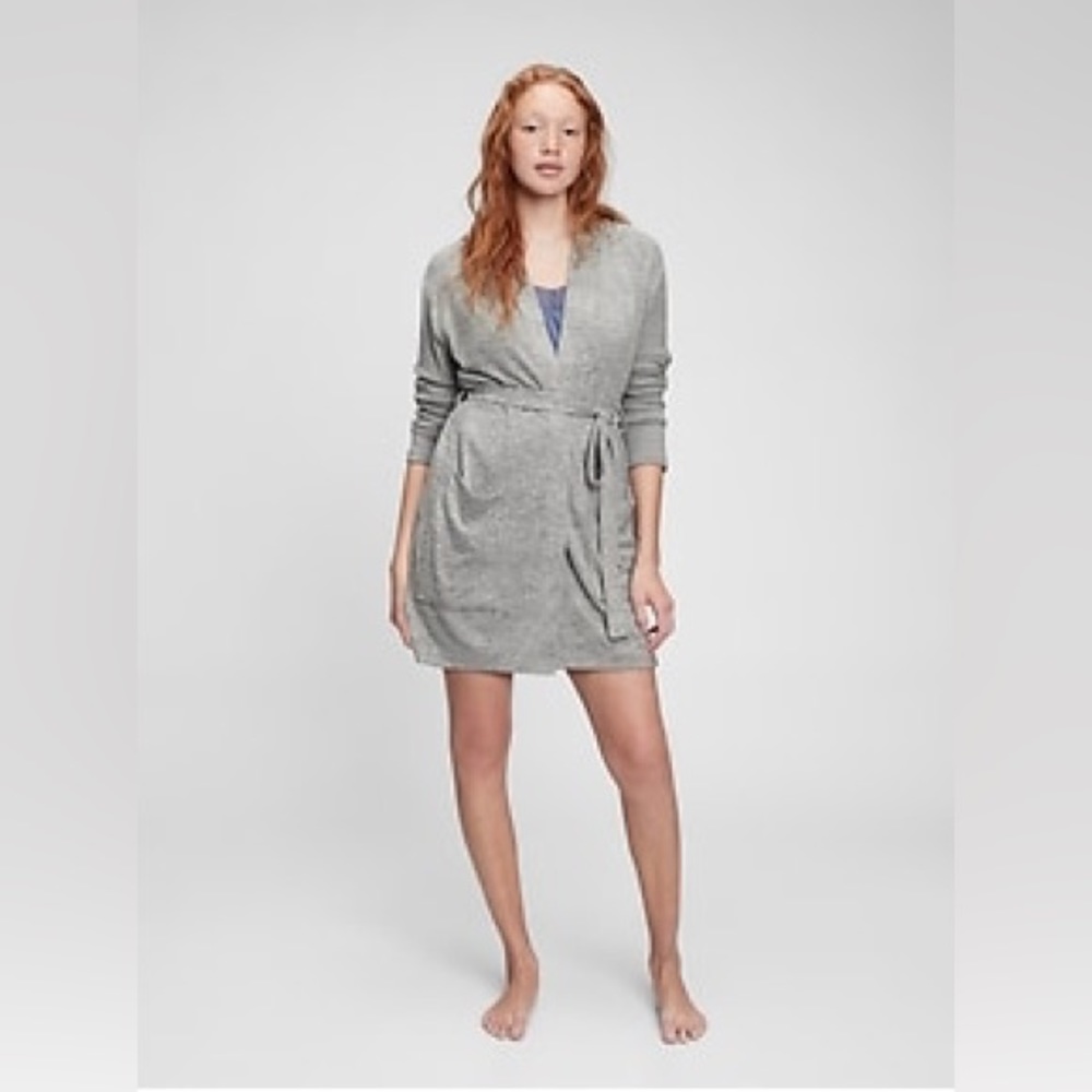 Gap Cozy Snit Robe, Heather Gray, size XS/S